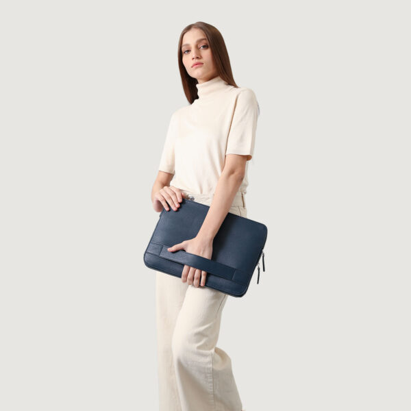 The Baxter Midnight Blue Leather Laptop Sleeve