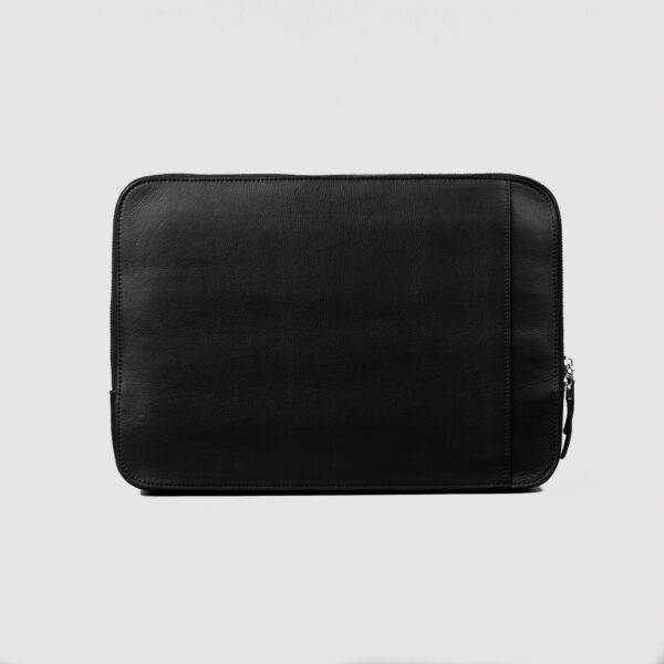 The Baxter Black Leather Laptop Sleeve - Image 2