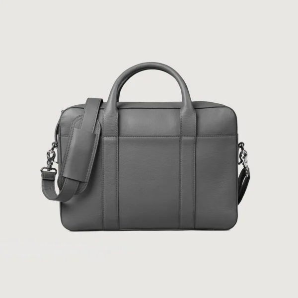 The Captain Grey Leather Briefcase - Image 2