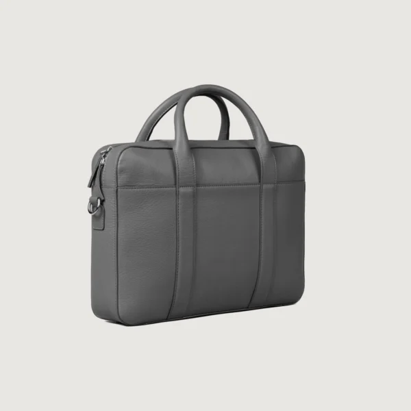 The Captain Grey Leather Briefcase - Image 3