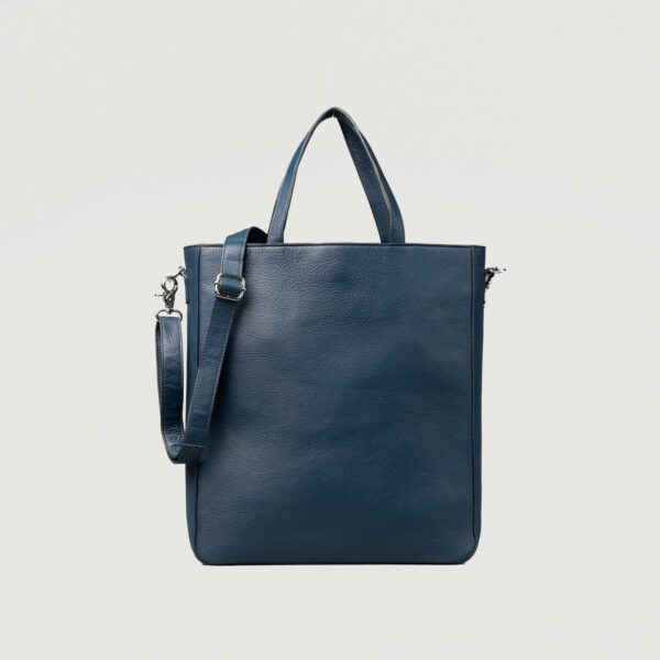 The Poet Midnight Blue Leather Tote Bag - Image 3