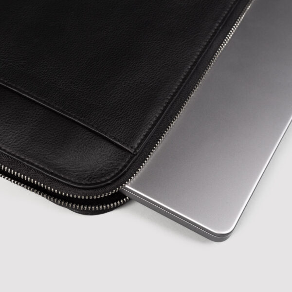 The Baxter Black Leather Laptop Sleeve - Image 4