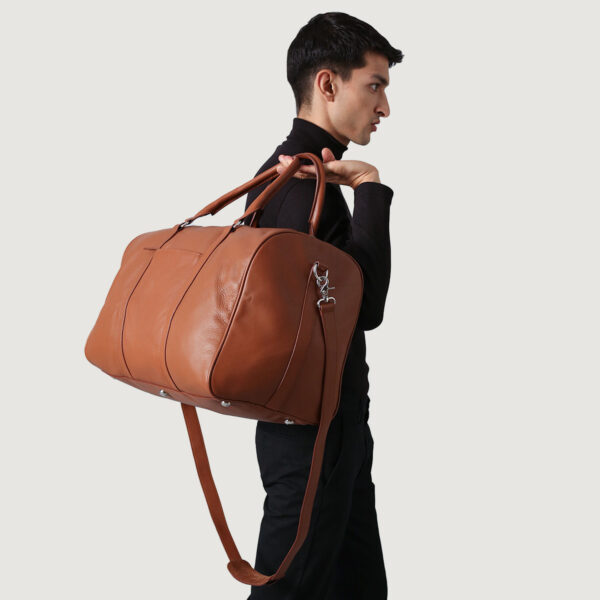 The Darrio Brown Leather Duffle Bag - Image 5