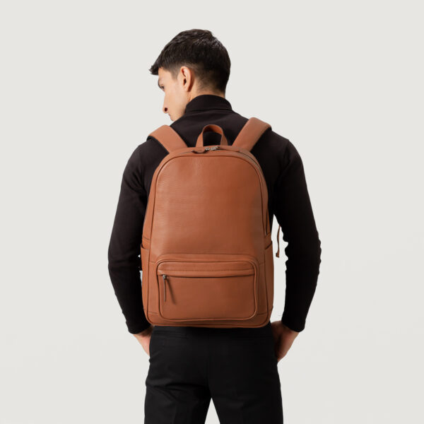 The Philos Brown Leather Backpack - Image 5