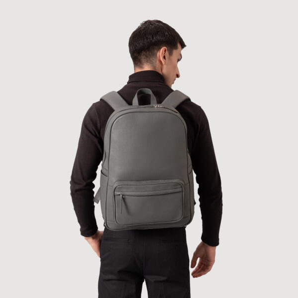 The Philos Grey Leather Backpack - Image 5