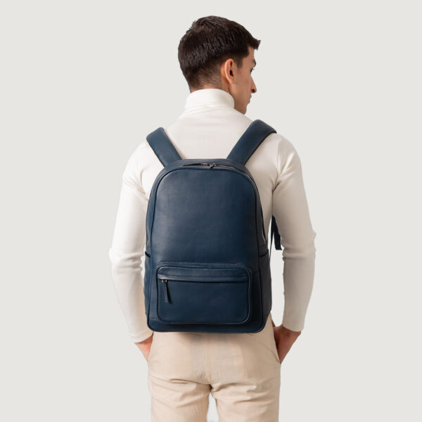 The Philos Midnight Blue Leather Backpack - Image 5