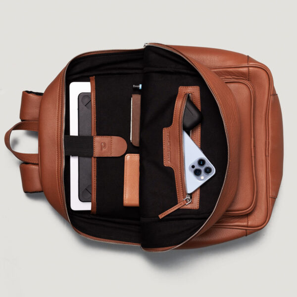 The Philos Brown Leather Backpack - Image 7