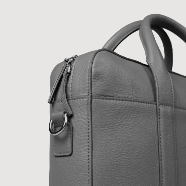 The Captain Grey Leather Briefcase - Image 8