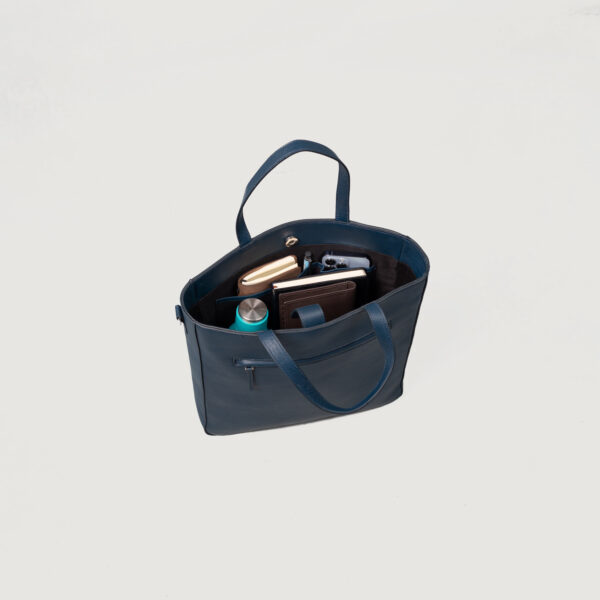 The Poet Midnight Blue Leather Tote Bag - Image 8