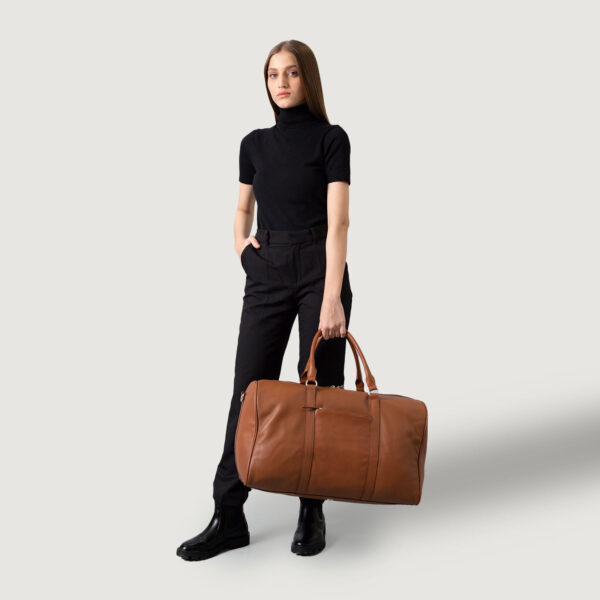 The Darrio Brown Leather Duffle Bag - Image 9