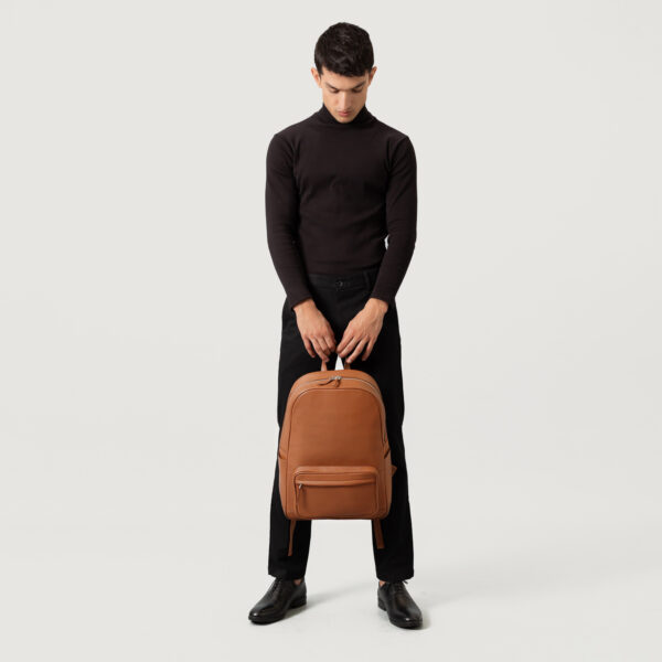 The Philos Brown Leather Backpack - Image 9