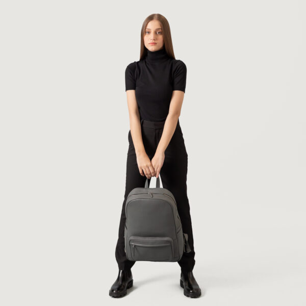 The Philos Grey Leather Backpack - Image 9