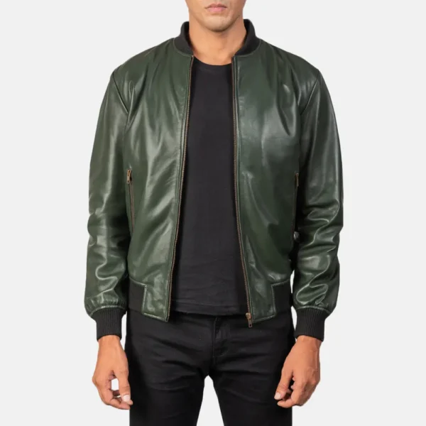 Shane Green Leather Bomber Jacket - Image 2