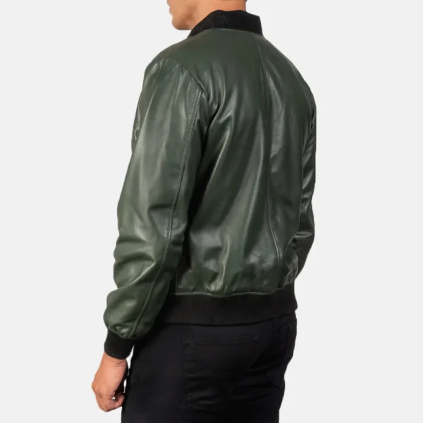 Shane Green Leather Bomber Jacket - Image 4