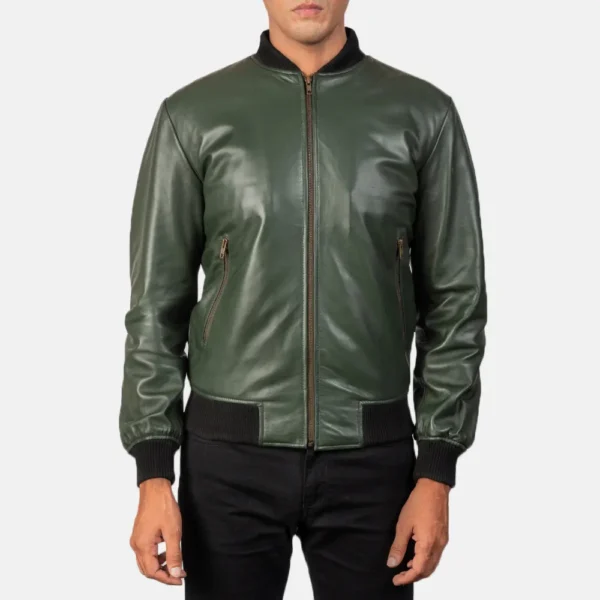 Shane Green Leather Bomber Jacket - Image 5