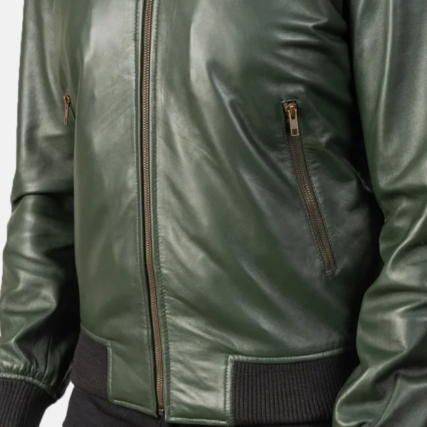 Shane Green Leather Bomber Jacket - Image 6