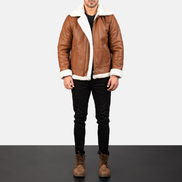 Mens Brown Leather Bomber Jacket on Sale