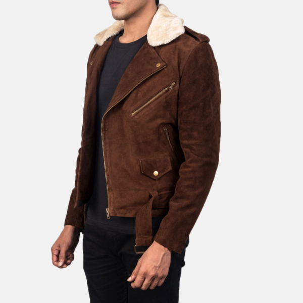 Furton Mocha Suede Biker Jacket For Mens