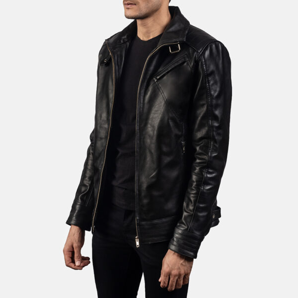 Legacy Black Leather Biker Jacket - Image 2