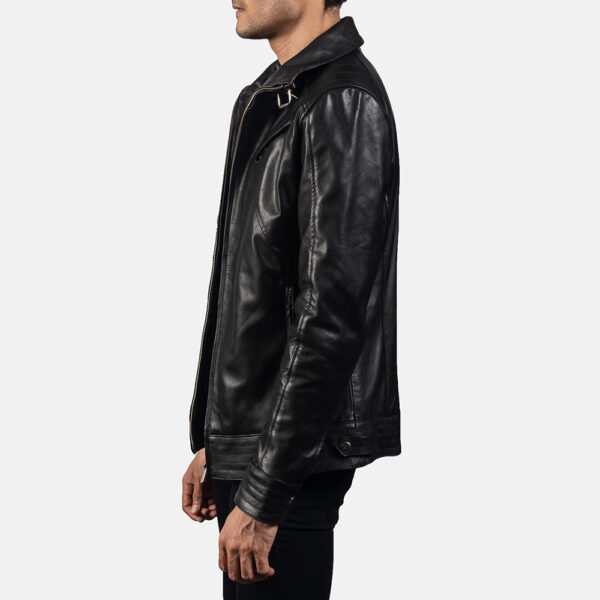 Legacy Black Leather Biker Jacket - Image 3