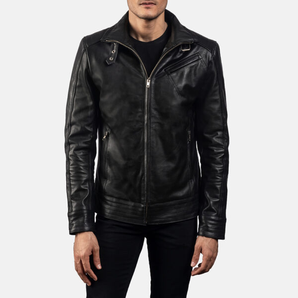 Legacy Black Leather Biker Jacket - Image 5