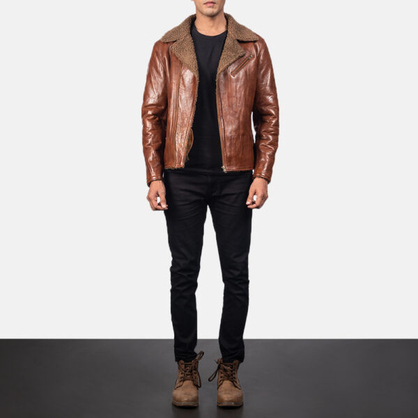 Mens Shearling Brown Leather Jacket on Sale