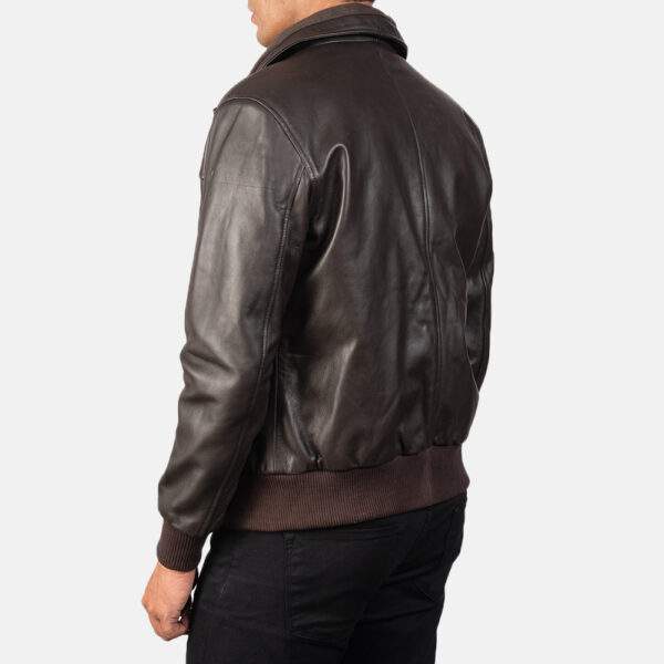 Air Rolf Brown Leather Bomber Jacket - Image 4