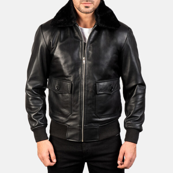 Airin G-1 Black Leather Bomber Jacket - Image 3