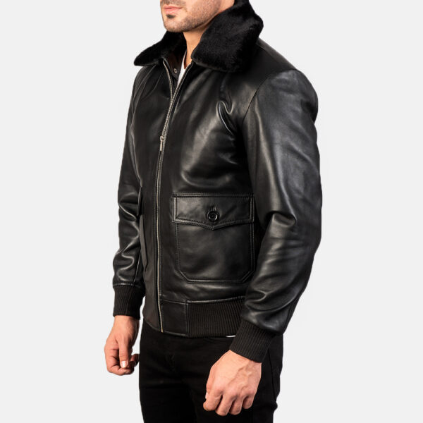 Airin G-1 Black Leather Bomber Jacket - Image 4