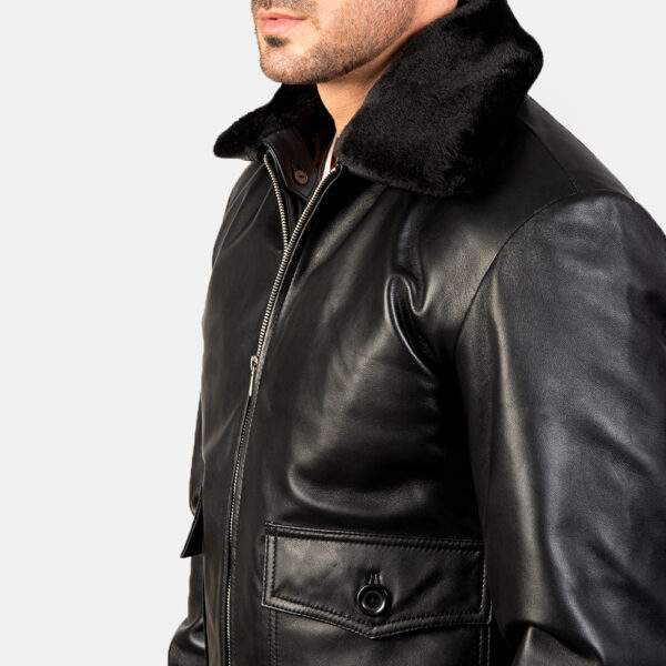 Airin G-1 Black Leather Bomber Jacket - Image 6