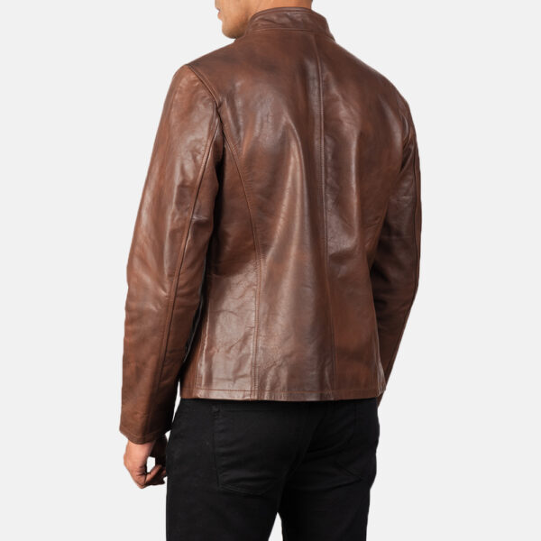 Alex Brown Leather Biker Jacket - Image 4