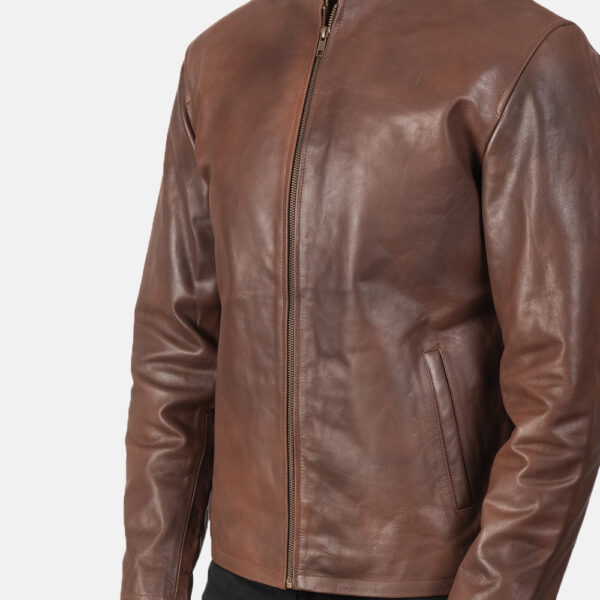 Alex Brown Leather Biker Jacket - Image 6