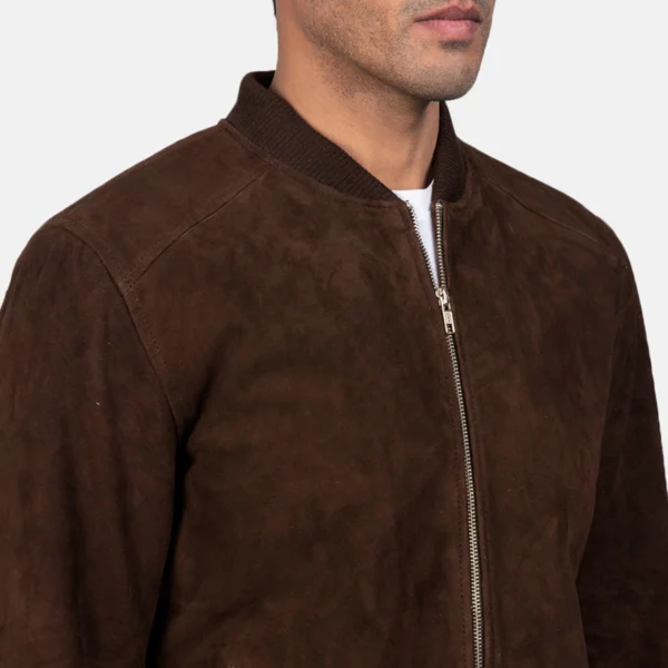 Blain Mocha Suede Bomber Jacket - Image 3