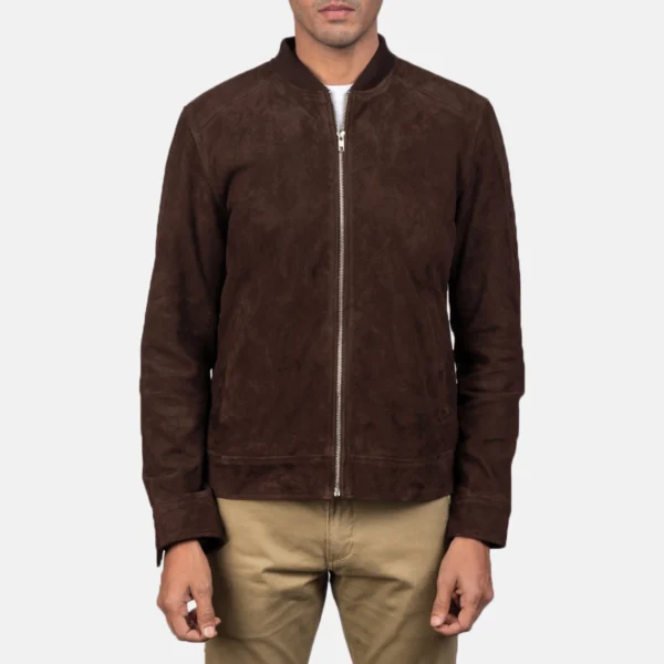 Blain Mocha Suede Bomber Jacket - Image 2