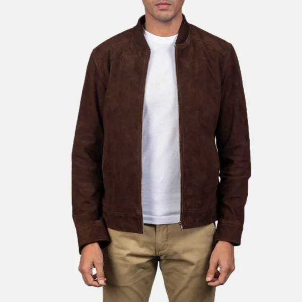 Blain Mocha Suede Bomber Jacket - Image 4