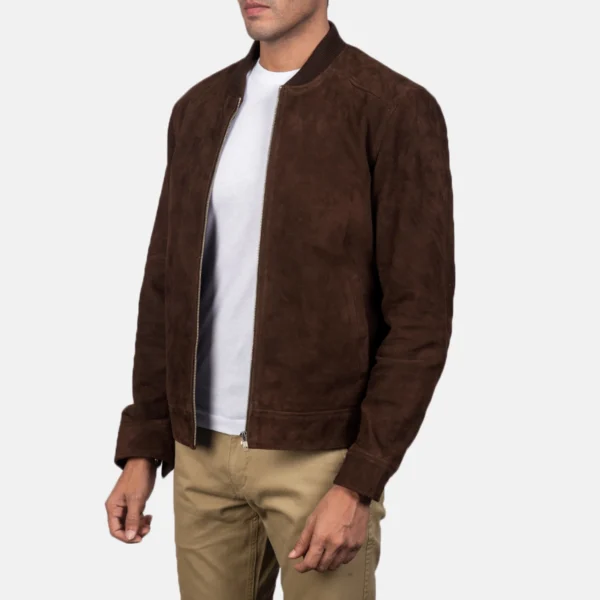 Blain Mocha Suede Bomber Jacket - Image 5