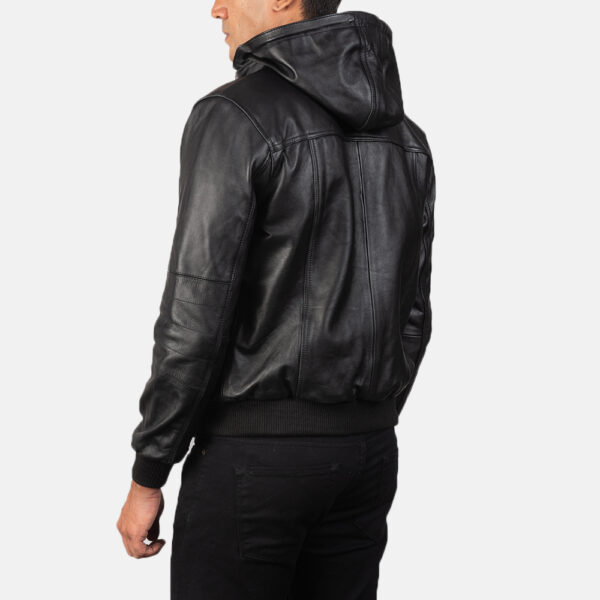 Bouncer Biz Black Leather Bomber Jacket - Image 4