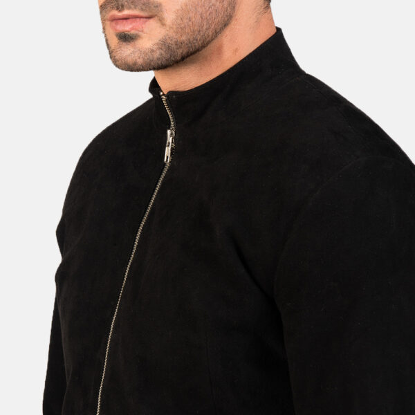 Charcoal Black Suede Biker Jacket - Image 5