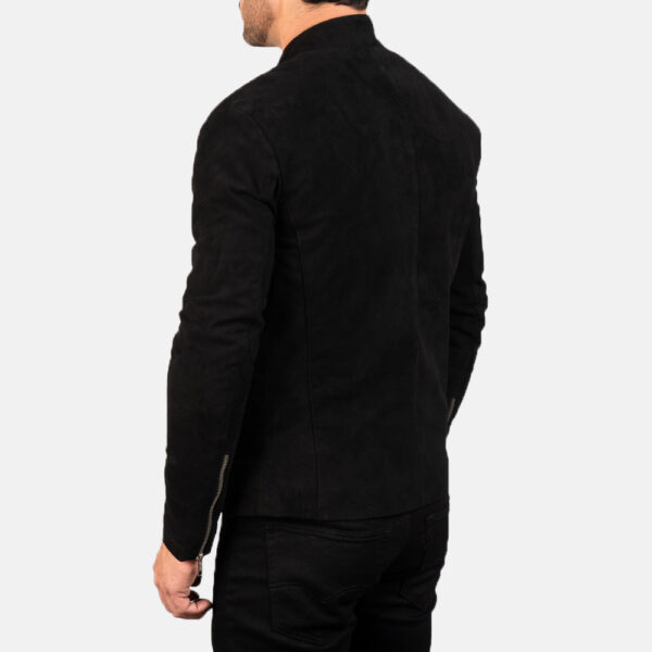 Charcoal Black Suede Biker Jacket - Image 6