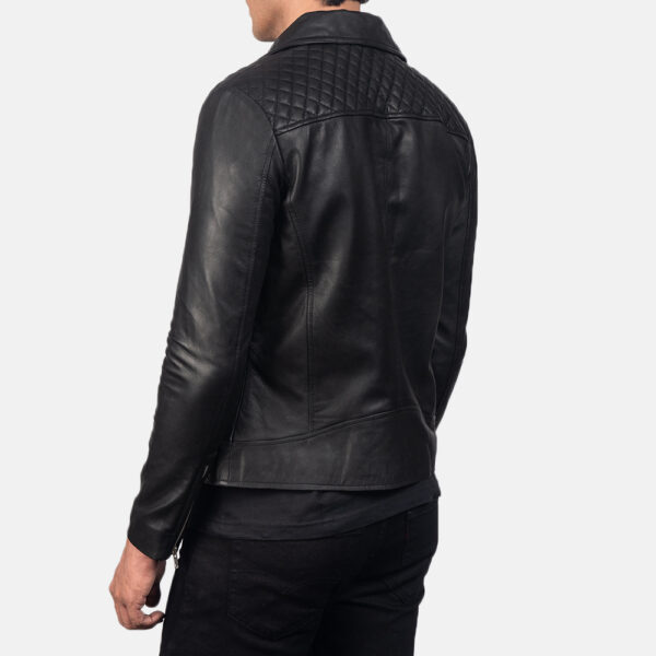 Danny Quilted Black Leather Biker Jacket - Image 3