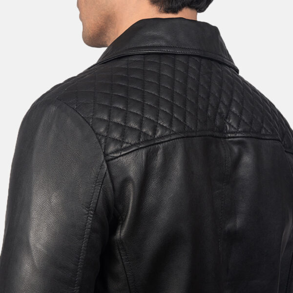 Danny Quilted Black Leather Biker Jacket - Image 4