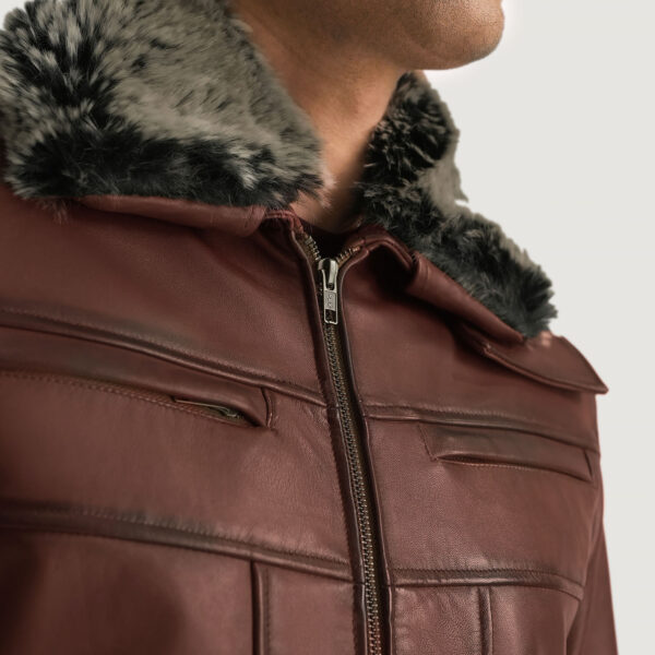 Evan Hart Fur Brown Leather Jacket - Image 4