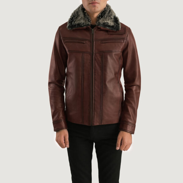 Evan Hart Fur Brown Leather Jacket - Image 3