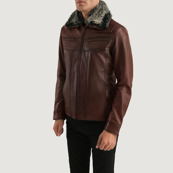 Evan Hart Fur Brown Leather Jacket - Image 5