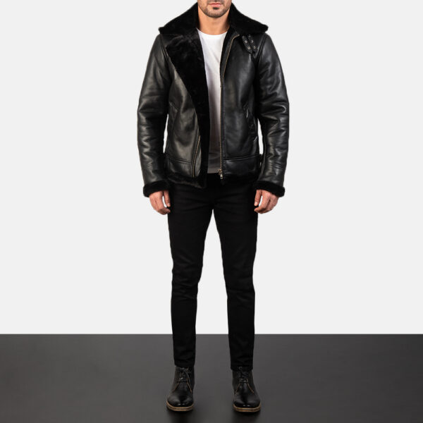 Francis B-3 Black Leather Bomber Jacket