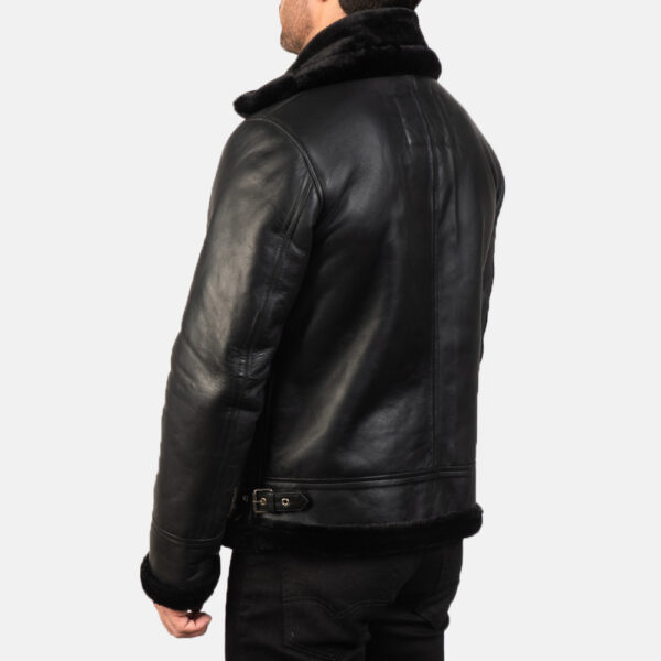 Francis B-3 Black Leather Bomber Jacket - Image 4