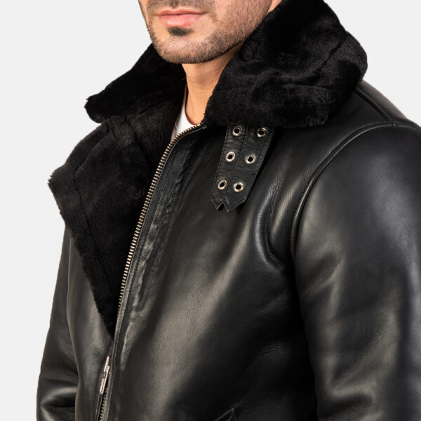 Francis B-3 Black Leather Bomber Jacket - Image 6