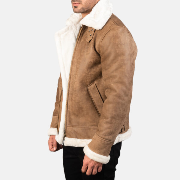 Francis B-3 Distressed Brown Leather Bomber Jacket - Image 2