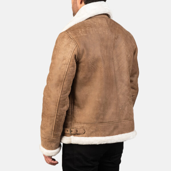 Francis B-3 Distressed Brown Leather Bomber Jacket - Image 3