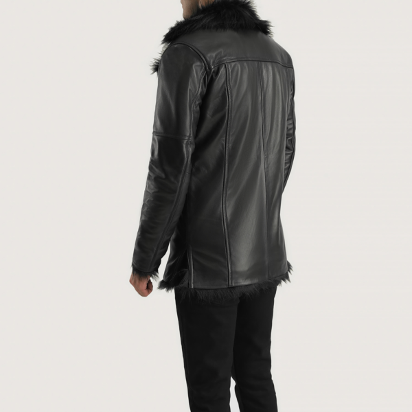 Furcliff Black Leather Coat - Image 6